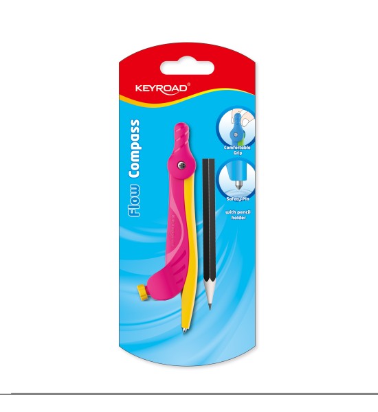 Compás, Escolar, Plástico, Flow, con anillo, Blister x 1 Und.