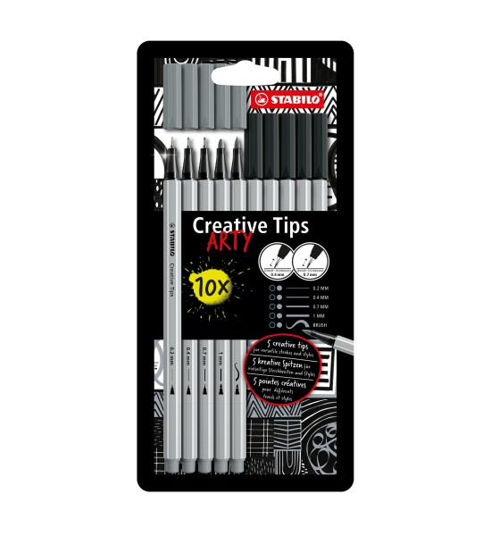 Creative tips, Tiralineas, Est. x 10 Uds. en 2 colores: 0,2, 0,4, 0,7, 1,0, brush