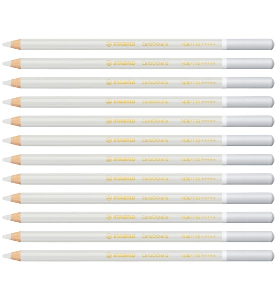 Lápices de Color Tiza Pastel, Carbothello, Cuerpo Circular, Mina 4.4 mm, Caja x 12 Und., Blanco Gris