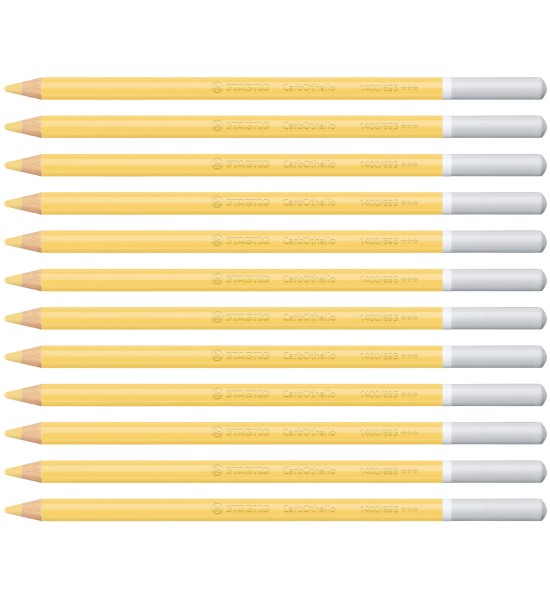Lápices de Color Tiza Pastel, Carbothello, Cuerpo Circular, Mina 4.4 mm, Caja x 12 Und., Amarillo Napoles