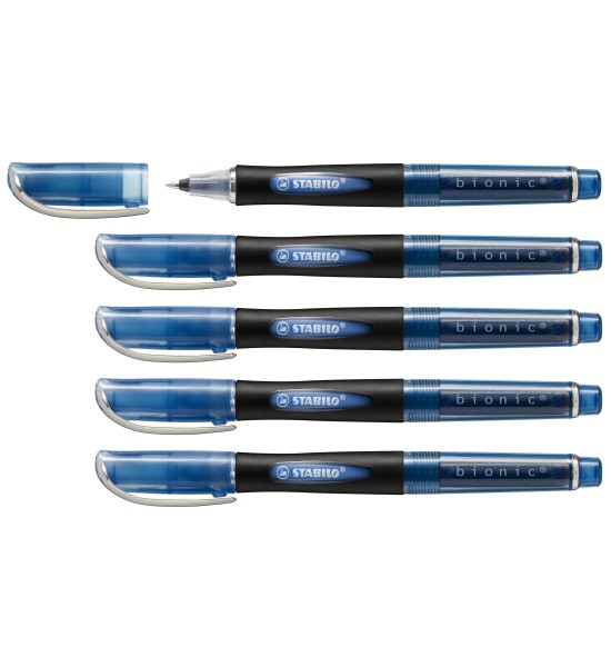 Rollerball, Bionic, Punta Media, Azul, Caja x 5 Unds.