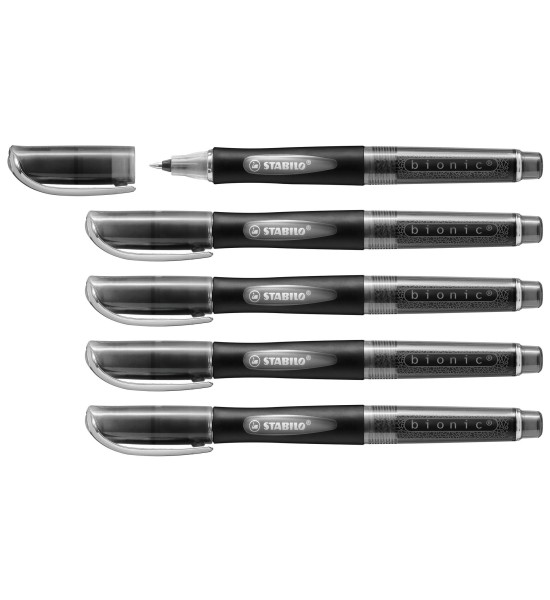 Rollerball, Bionic, Punta Media, Negro, Caja x 5 Unds.