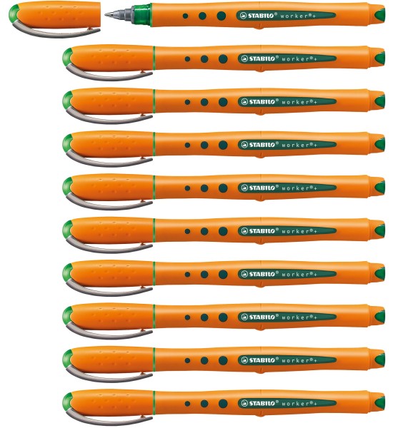 Rollerball, Worker, Punta Fina, Verde, Caja x 10 Unds.