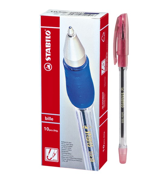 Bolígrafo, Bille 508, Punta Fina 0.4 mm, Rojo, Caja x 10 Unds. 