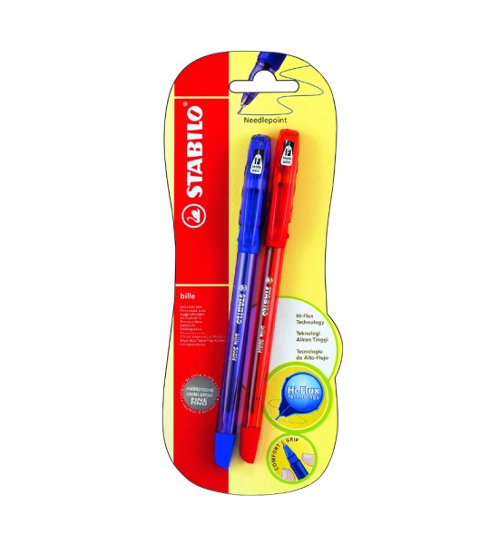 Bolígrafo, Bille Hi-Flux 508NF, Punta Aguja 0.38 mm, Pack x 2 Unds., Azul y Rojo