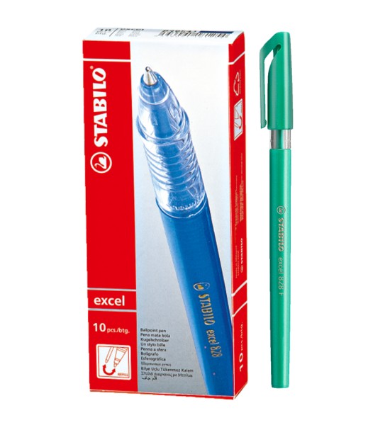 Bolígrafo, Excel 828, Punta Fina 0.38 mm, cuerpo opaco, Verde, Caja x 10 Unds. 