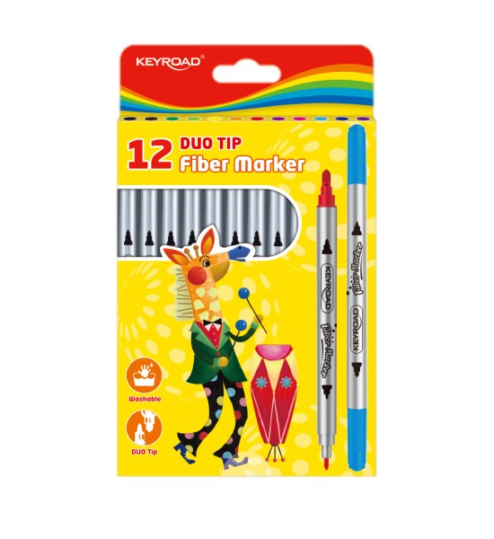 Marcadores Escolares, Doble Punta, Caja x 12 Colores