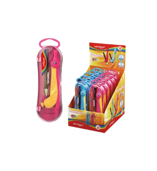 Compás, Escolar, Flow, con anillo, Estuche x 1 Und.