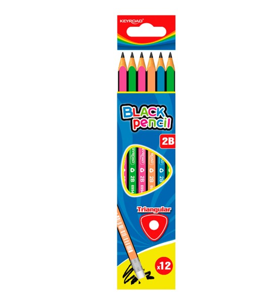 Lápices de Grafito, 2B, Caja x 12 Unds. (cuerpo colores)