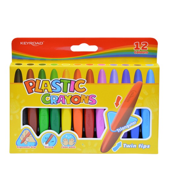 Crayones de Cera, Plástico Triangular, Caja x 12 Colores