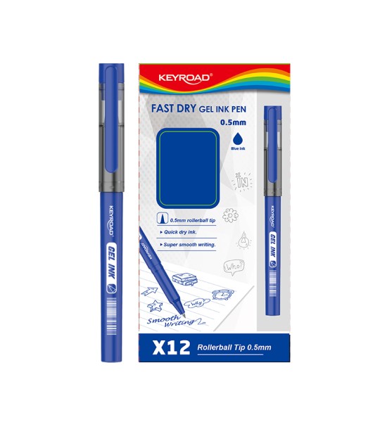 Bolígrafo, Gel 0.5 mm, Azul, Caja x 12 Unds. 