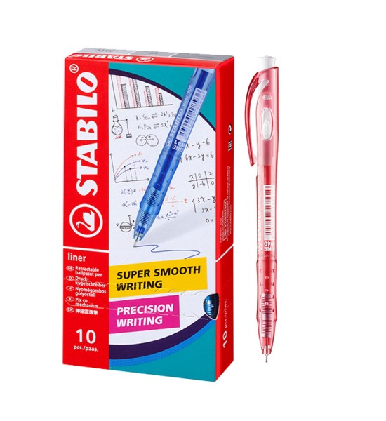 Bolígrafo Retractil, Liner 308NF, Punta Aguja 0.38 mm, Rojo, Caja x 10 Unds. 