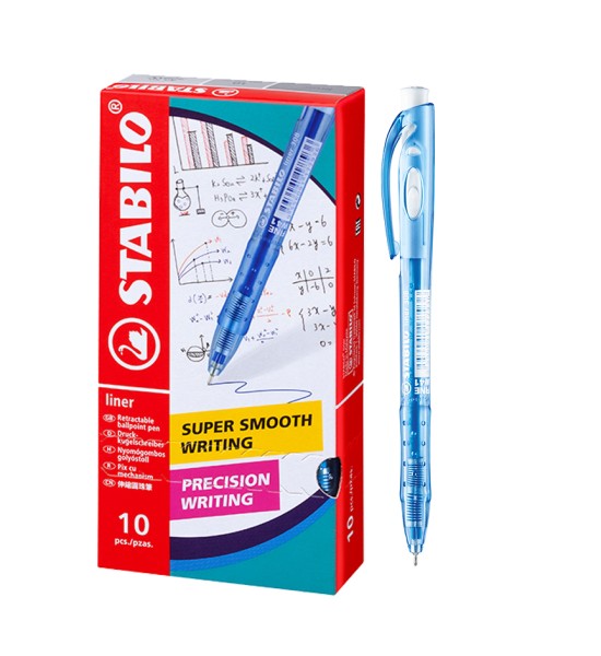 Bolígrafo Retractil, Liner 308NF, Punta Aguja 0.38 mm, Azul, Caja x 10 Unds. 