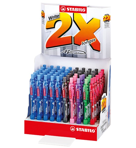 Bolígrafo Retractil, Marathon 318, Punta Fina 0.38 mm, Exhibidor x 60 Unds. 6 Colores Surtidos