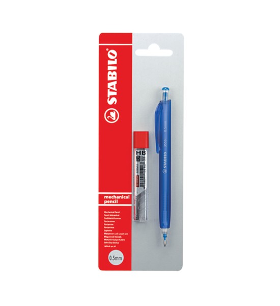 Portaminas, 3555, 0.5 mm, Blister x 1 Und + Tubo x 12 Minas HB + Borrador.  