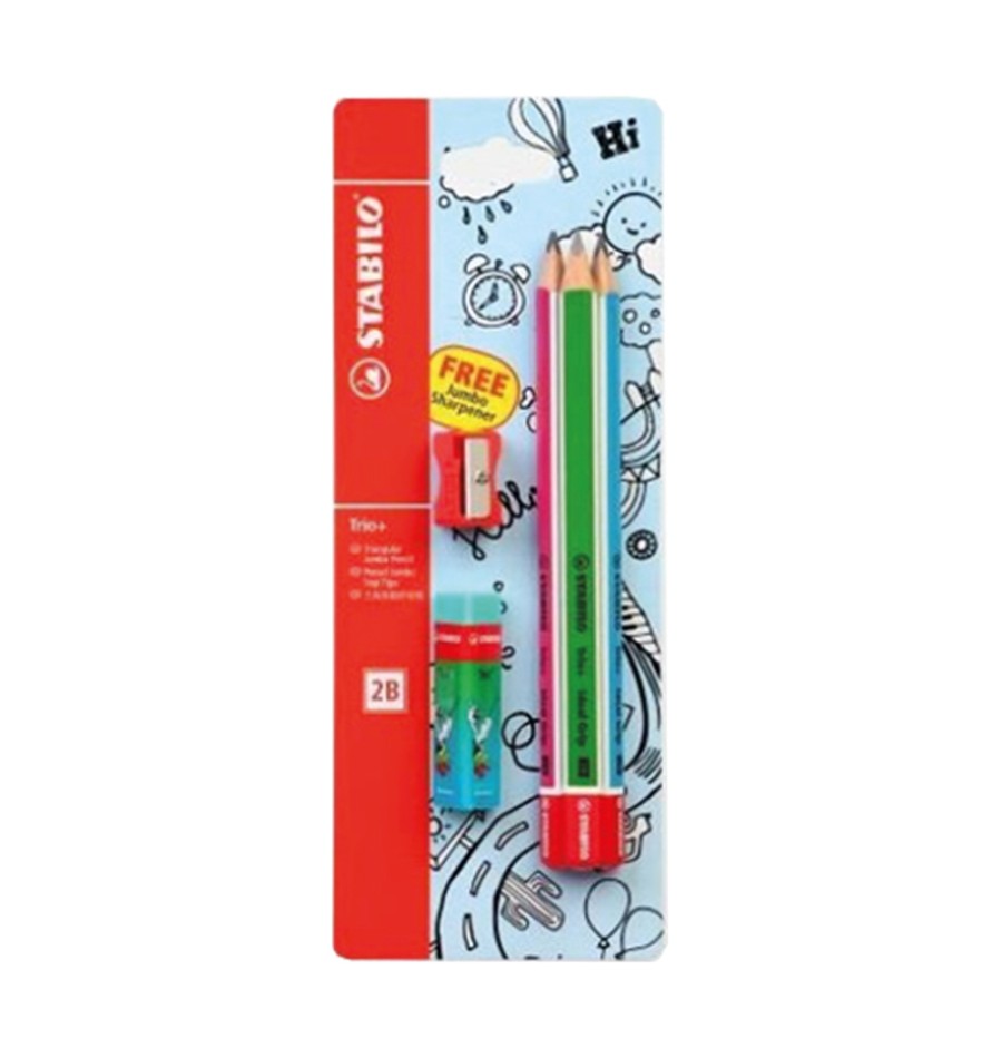 Lápices de Grafito, Trio Jumbo, 2B, Barniz Neón, Cuerpo Triangular ...