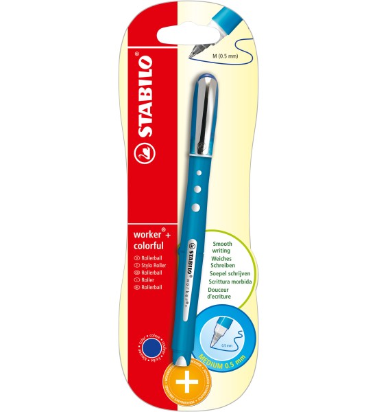 Rollerball, Worker Colorful, Punta Mediana, Azul, Blister x 1 Und.