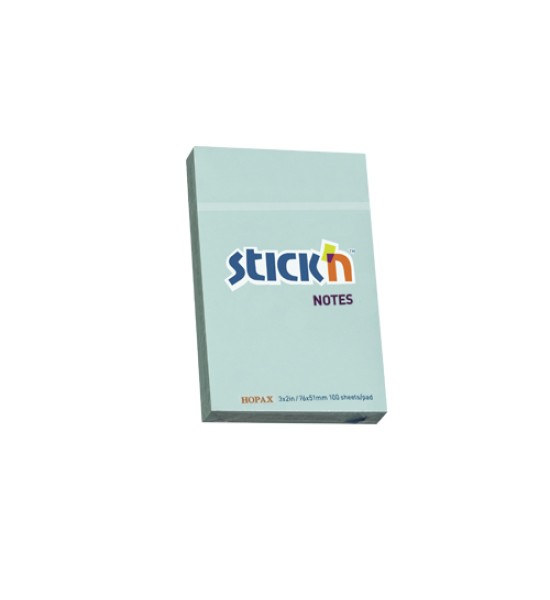 Notas Adhesivas Pastel, 3" x 2", Azul, Block x 100 h.