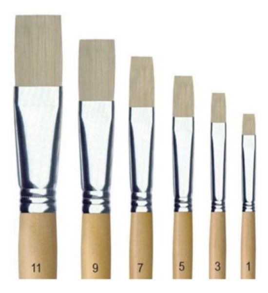 Pinceles, Cerda Planos, Nro. 10, Caja x 12 Unds.