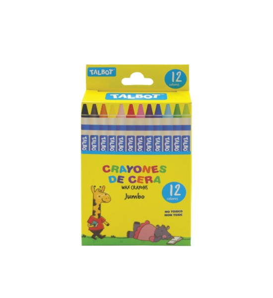 Crayones de Cera, Jumbo, Caja x 12 Unds.