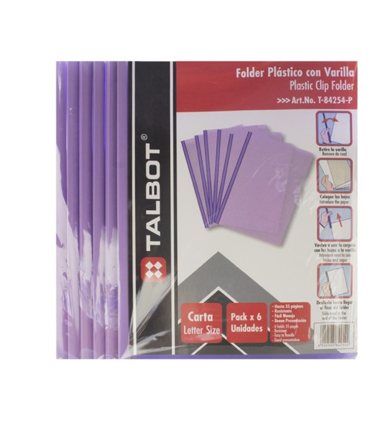 Flip Plástico, Tam. Carta, Morado, Pack x 6 Unds.