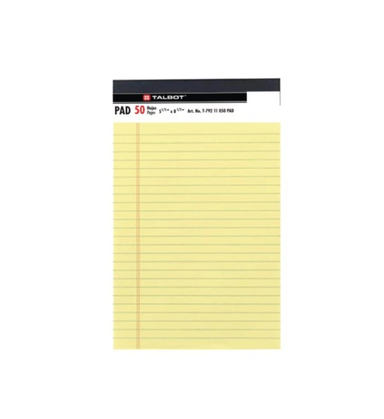Libreta Rayada, 50 h., Hojas Amarillas, 5.5" x 8.5", 1 Und.
