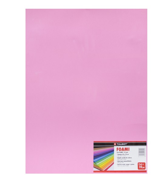 Goma Eva Estándar, Tam. 50 cm x 70 cm, 2 mm, Pack x 10 h. Rosa Pálido
