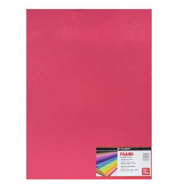 Goma Eva Estándar, Tam. 50 cm x 70 cm, 2 mm, Pack x 10 h. Rojo