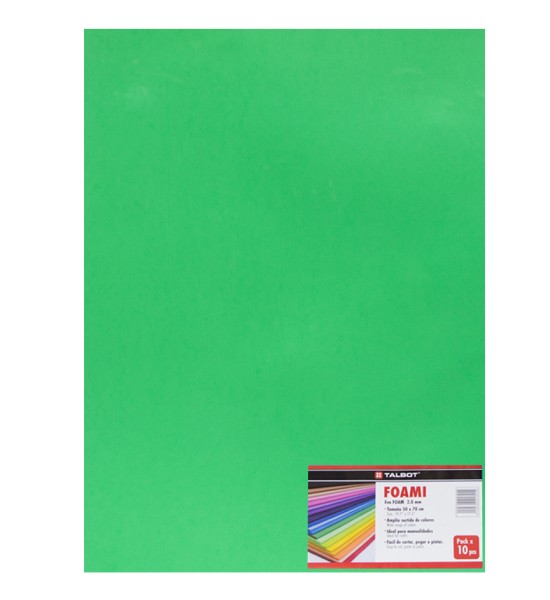 Goma Eva Estándar, Tam. 50 cm x 70 cm, 2 mm, Pack x 10 h. Verde Claro