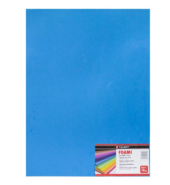 Goma Eva Estándar, Tam. 50 cm x 70 cm, 2 mm, Pack x 10 h. Azul