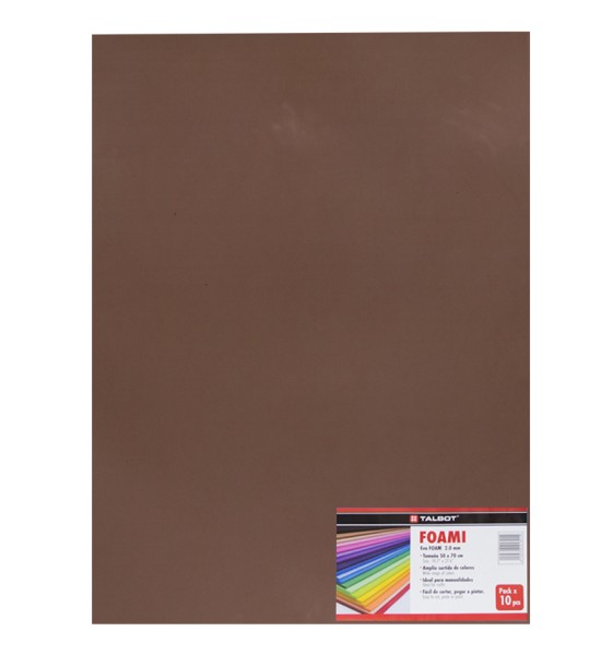Goma Eva Estándar, Tam. 50 cm x 70 cm, 2 mm, Pack x 10 h. Marrón