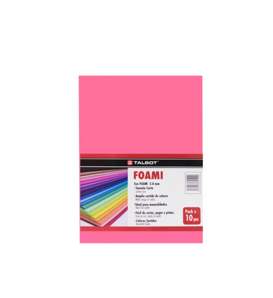 Goma Eva Estándar, Tam. Oficio, 2 mm, Pack x 10 h. Rosa 