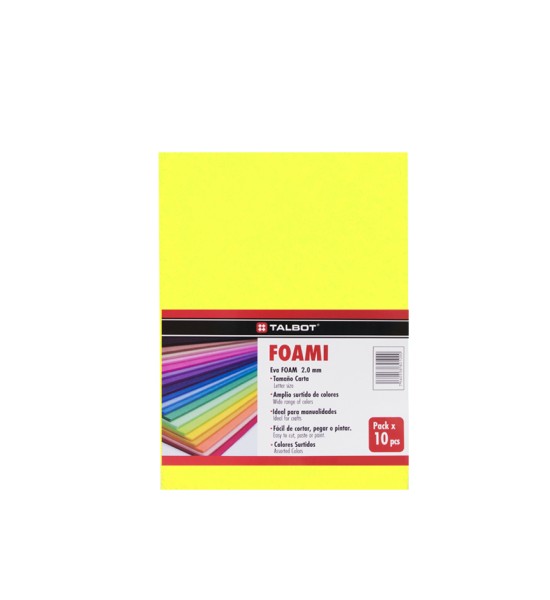 Goma Eva Estándar, Tam. Oficio, 2 mm, Pack x 10 h. Amarillo