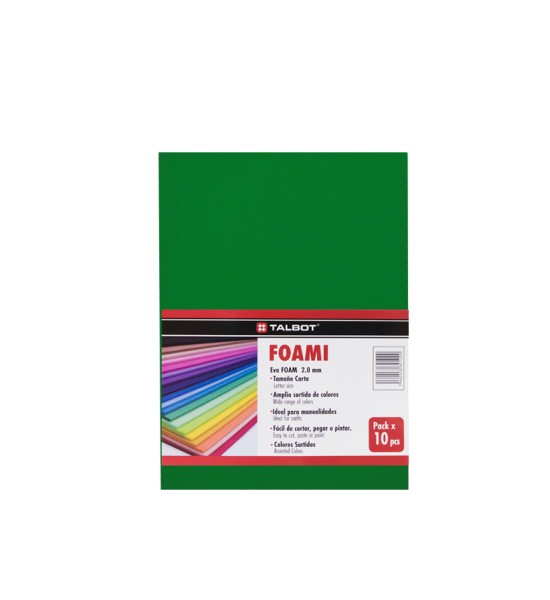 Goma Eva Estándar, Tam. Oficio, 2 mm, Pack x 10 h. Verde Claro