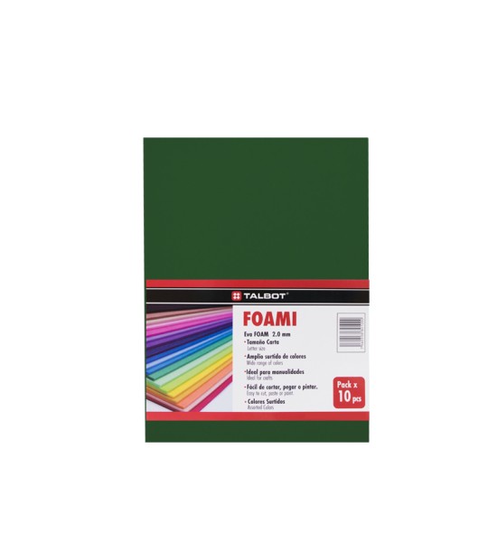 Goma Eva Estándar, Tam. Oficio, 2 mm, Pack x 10 h. Verde Oscuro