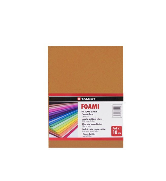 Goma Eva Estándar, Tam. Oficio, 2 mm, Pack x 10 h. Crema