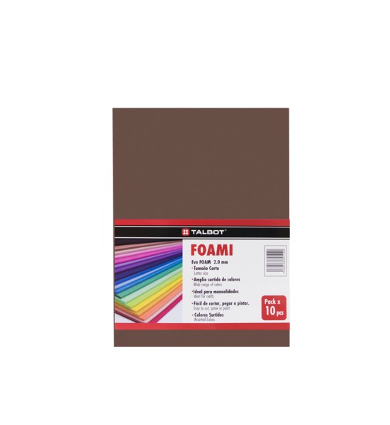 Goma Eva Estándar, Tam. Oficio, 2 mm, Pack x 10 h. Marrón
