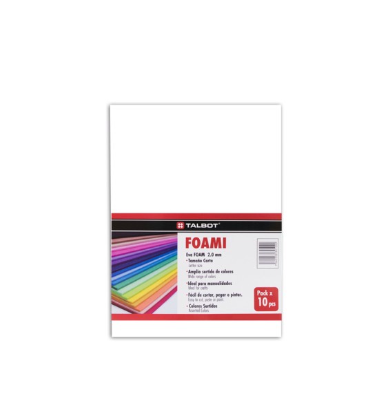 Goma Eva Estándar, Tam. Oficio, 2 mm, Pack x 10 h. Blanco
