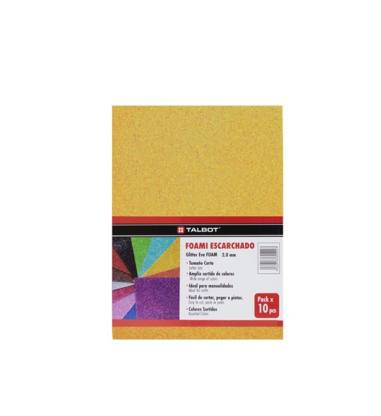 Goma Eva Glitter, Tam. Oficio, 2 mm, Pack x 10 h. Champagne