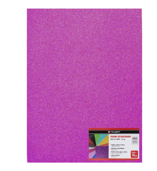 Goma Eva Glitter, Tam. 50 cm x 70 cm, 2 mm, Pack x 10 h. Fucsia 