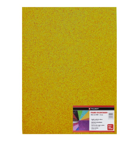 Goma Eva Glitter, Tam. 50 cm x 70 cm, 2 mm, Pack x 10 h. Dorado Claro 
