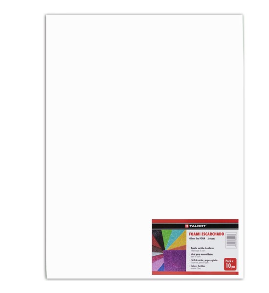 Goma Eva Glitter, Tam. 50 cm x 70 cm, 2 mm, Pack x 10 h. Blanco