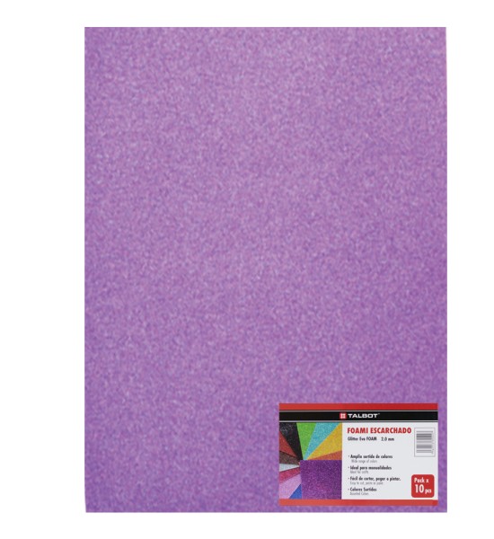 Goma Eva Glitter, Tam. 50 cm x 70 cm, 2 mm, Pack x 10 h. Lila