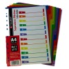 Separ. plásticos, Multicolor, Tam. A4, Números 1 al 12