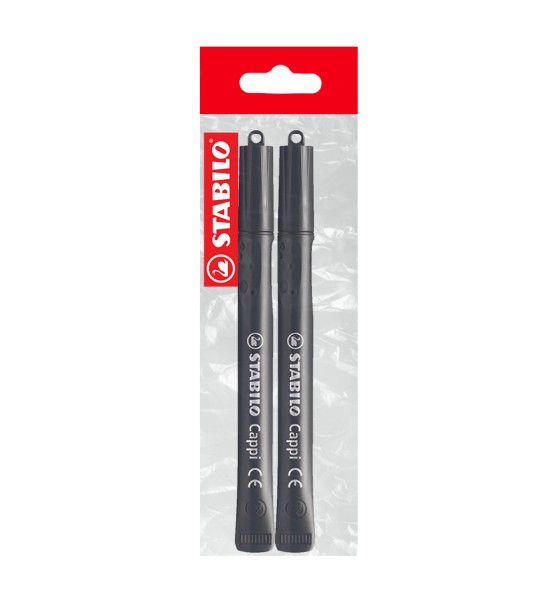 Marc. Permanente para CD, Cappi, Punta Redonda, M 1.0 mm, Pack x 2 Unds. Negro