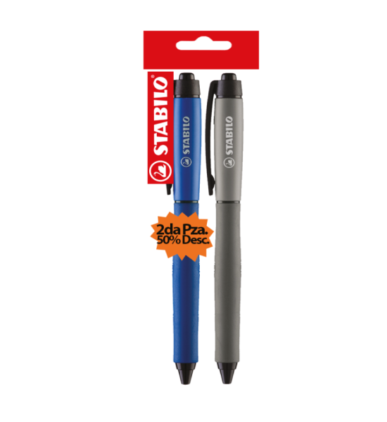 Rollerball Retractil, Palette, Punta Fina 0.4 mm, Pack x 2, Azul y Negro