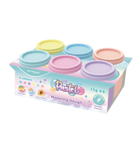 Masillas, Play Dough, Caja 6 Potes - Color Pastel x 75 g. c.u. Col. Surt.