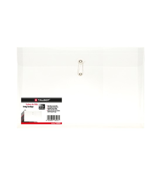 Sobre Plástico, con Hilo, Horizontal, Tam. Oficio/Legal, 8 1/2 x 14 pulg. Transp.